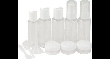 Reisflesjes in etui - 8 stuks - Doorzichtig - Handbagage flesjes set