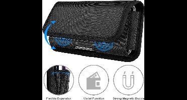 Riem Holster Hoesje - Universeel Telefoonhoesje Nylon Holster 5.5 hoesje Geschikt voor Samsung S22 ultra hoesje / Samsung S22 hoesje / Sasmung S22 Plus / Samsung A13 / A53/ A73/ A33 / Zwart