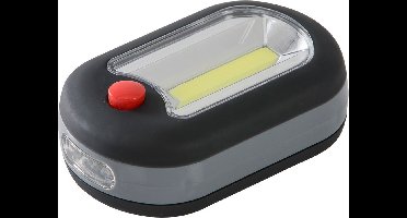 1x Werklamp / zaklamp ovaal met uitklapbare haak - COB-LED - inclusief 3x AAA batterij - klusbenodigdheden - werklampen / zaklampen / looplampen