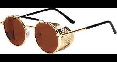 Wilbers & Wilbers - Steampunk Kostuum - Bril Festival Burning Man Steampunk - Bruin, Goud - One Size - Carnavalskleding - Verkleedkleding