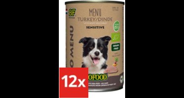 12x Biofood Organic Kalkoen Menu Blik - Hondenvoer - 400g