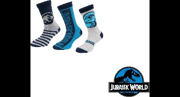 Jurrassic World - 3 paar sokken Jurassic world - jongens - blauw- maat 27/30