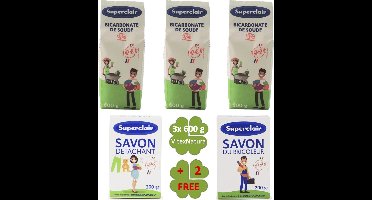 Soda Natrium bicarbonaat 1800g poeder GRATIS 2x Natrium bicarbonaat zeep | MULTIFUNKTIONEEL schoonmaakmiddelen | Biologisch ecologisch.