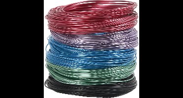 Aluminium draad - Assortiment, dikte 1,5 mm, kleuren assorti, 5x20 m