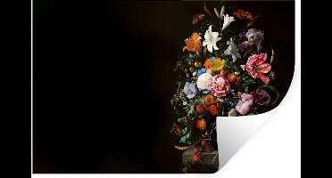 Muurstickers - Sticker Folie - Oude meesters - Kunst - Vaas met bloemen - Jan Davidsz de Heem - 30x20 cm - Plakfolie - Muurstickers Kinderkamer - Zelfklevend Behang - Zelfklevend behangpapier - Stickerfolie