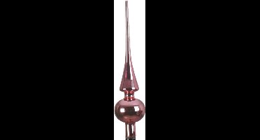 Decoris Kerstboom piek - lippenstift roze - glas - glans - 26 cm - kerstpiek - kerstversiering