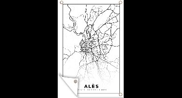 Tuindecoratie Alès - Kaart – Plattegrond – Frankrijk – Stadskaart - Zwart wit - 40x60 cm - Tuinposter - Tuindoek