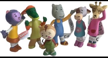 Misha dieren Speelset - krokodil, neushoorn, hert, koe enz. -  6,5cm - kunststof