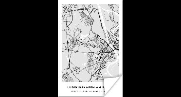 Poster Kaart - Ludwigshafen Am Rhein - Duitsland - Stadskaart - Plattegrond - 20x30 cm