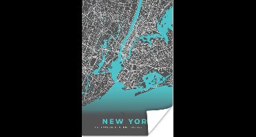 Poster New York - Stadskaart - Blauw - Plattegrond - Kaart - 20x30 cm