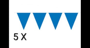 5x vlaggenlijn - Blauw - 10 meter, Verjaardag, Themafeest, Apre ski, Oktoberfest