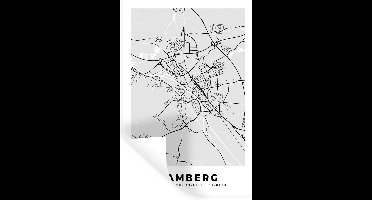 Muurstickers - Sticker Folie - Kaart - Bamberg - Duitsland - Plattegrond - Stadskaart - 20x30 cm - Plakfolie - Muurstickers Kinderkamer - Zelfklevend Behang - Zelfklevend behangpapier - Stickerfolie