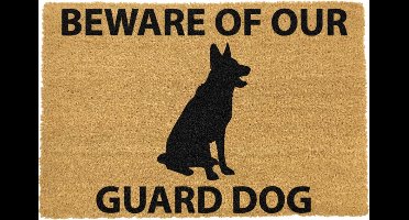 MadDeco - kokos deurmat - Beware of our guard dog - duitse herder - duurzaam gemaakt in europa - 60 x 40 cm