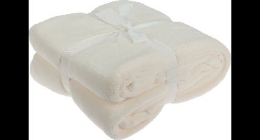 H&S Fleece dekentje - gebroken wit - 180 x 230 cm - polyester - deken - plaid - bankdeken - fleece