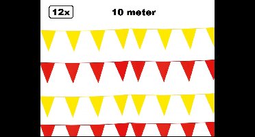 12x Vlaggenlijn rood en geel 10 meter - vlaglijn festival feest party verjaardag thema feest kleur