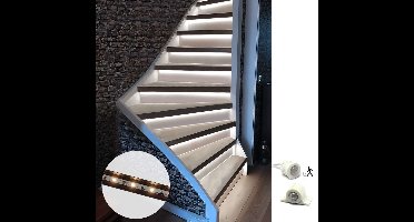 Trapverlichting led bewegingssensor set - Led strips 130 cm met helder wit licht - Set in zwart profiel voor max. 16 treden