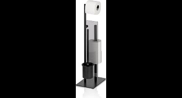 Toiletrol en WC-borstel Houder, 18 x 26 cm, Getint glas, Zwart - Kela | Style