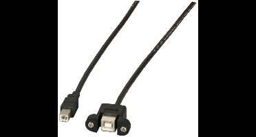 EFB Elektronik USB-kabel USB 2.0 USB-B stekker, USB-B bus 1.00 m Zwart Schroefbaar
