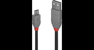 LINDY USB-kabel USB 2.0 USB-A stekker, USB-micro-B stekker 5.00 m Zwart, Grijs 36735