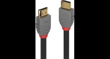 Lindy Anthra Line - HDMI met ethernetkabel - HDMI (M) naar HDMI (M) - 3 m - drievoudig afgeschermd - zwart - rond, 4K ondersteuning