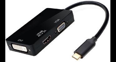 USB-C naar HDMI, DVI en VGA adapter met DP Alt Mode / zwart - 0,10 meter