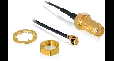 MHF I (v) - SMA (v) kabel - Micro Coax (1,37 mm) - 50 Ohm / zwart - 0,35 meter