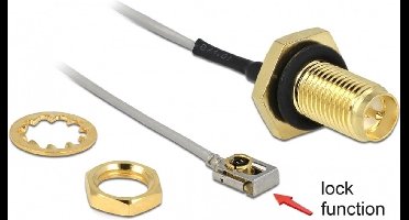 MHF I LK (v) - RP-SMA (v) kabel met afdichtring - Micro Coax (1,13 mm) - 50 Ohm / grijs - 0,35 meter