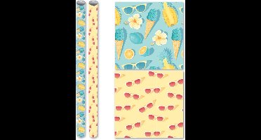 Summer - cadeaupapier inpakpapier - 2 meter x 70 cm - 4 Rollen