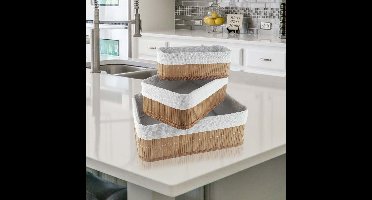 Bamboe manden 3 stuks | Multifunctionele mand | Opbergmanden | 20x10x8cm | 25x15x10cm| 30x20x12cm | Opberg Box/Doos/Mand/Vakken - Opbergsysteem