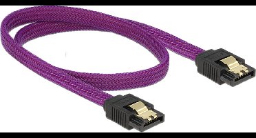 Premium SATA datakabel - nylon - SATA600 - 6 Gbit/s / paars - 0,50 meter