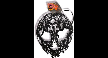 Los muertos, skul , Masker transparant met zwart kant, Kindercrea