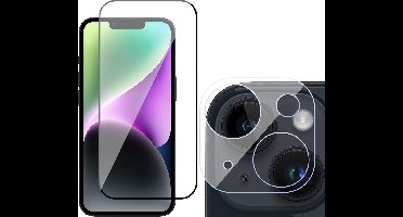 Screenprotector geschikt voor iPhone 14 - Gehard Glas Beschermglas Tempered Glass Volledig Dekkende Screen Protector - Camera Lens Protector