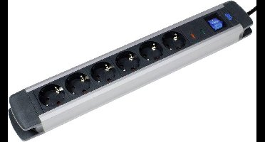 AS Schwabe 18366 Overspanningsveilige stekkerdoos Zwart, Zilver Randaarde stekker 1 stuk(s)