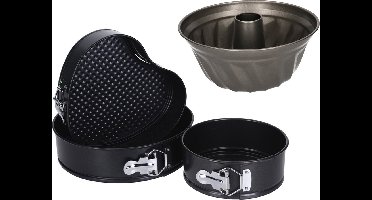 4-Delige set springvormen/taartvormen met anti-aanbak laag zwart