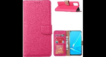 Hoesje Geschikt voor Oppo Reno 4 Hoesje met Pasjeshouder booktype case Pink