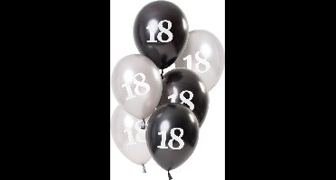 Folat - Ballonnen Glossy Black 18 Jaar (6 stuks)