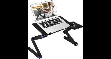Verstelbare laptop standaard voor bed - Aluminium schootwerkstation Bureau Houder - Met 2 USB Ventilatoren en Muismat - Opvouwbare Standaard Notebook - Bank, bed, tafel &Bureau