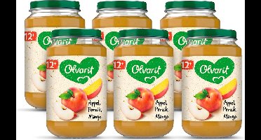 Olvarit Fruithapje 12+ Maanden – Appel Perzik Mango- 6 x 200g