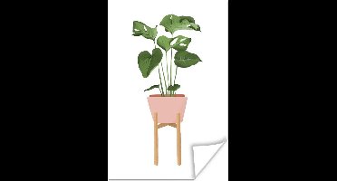Poster Kamerplanten - Bloempot - Monstera - 20x30 cm