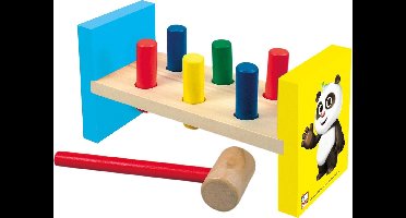 Bino Hamerbank Little Mole & Panda Junior 22 Cm Hout 9-delig