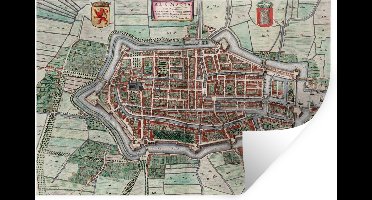 Muurstickers - Sticker Folie - Plattegrond - Vintage - Alkmaar - 30x20 cm - Plakfolie - Muurstickers Kinderkamer - Zelfklevend Behang - Stadskaart - Zelfklevend behangpapier - Stickerfolie