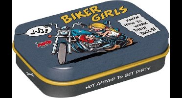 Pepermunt Blik Motomania - Biker Girls mint box 4 x 6 cm