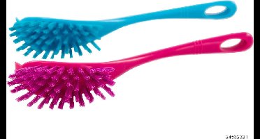 Afwasborstel - 2 Stuks - Kunststof  - 1 Blauw / 1 Roze