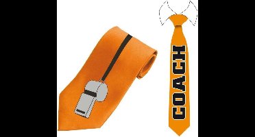 Stropdas met dubbelzijdige print Fluit en Coach - voetbal - oranje - EK - WK