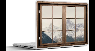 Laptop sticker - 14 inch - Doorkijk - Berg - Sneeuw - 32x5x23x5cm - Laptopstickers - Laptop skin - Cover