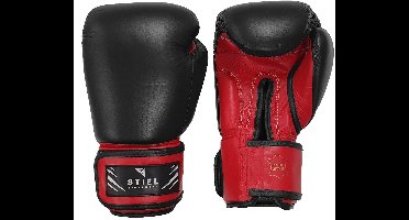 Stiel Pro Bokshandschoenen - Leer - Zwart met rood - 8 oz.