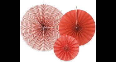 Papieren rosetten rood - 3 stuks