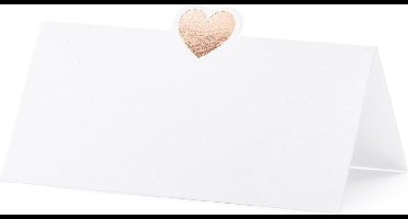 Partydeco - Naamkaartje hartje Rose Gold (10 stuks)