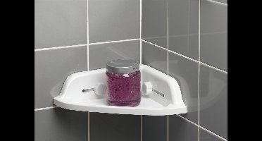 Zeepbakje hoekmodel kunststof met 2 zuignappen wit