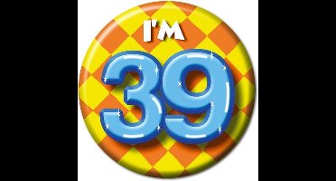 Paper Dreams Button I'm 39 Staal 5,5 Cm Geel/blauw